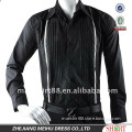 pointed collar slim fit 100% cotton black dress men tuxedo shirt